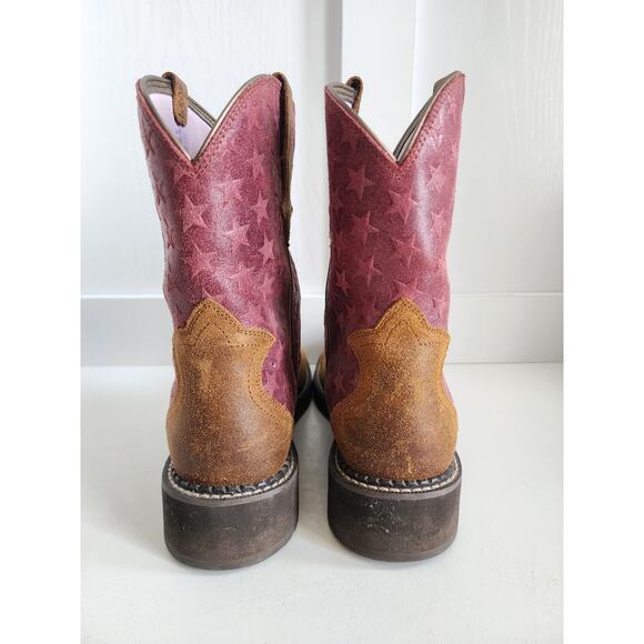 ARIAT Women's 10 Fatbaby Heritage Trio Star Pink Brown Western Boots - Picture 9 of 11